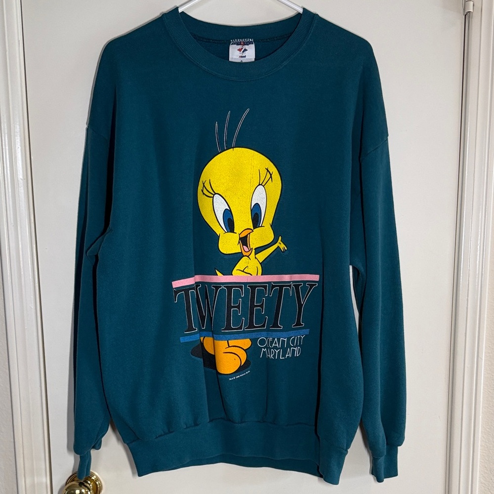 Tweety Bird Vintage 90’s Looney Tunes Unisex XL Crew Neck Sweatshirt Ocean City